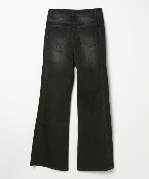 [JEANASIS] обработка ботинки cut Denim брюки SMALL оттенок черного прочее женский 