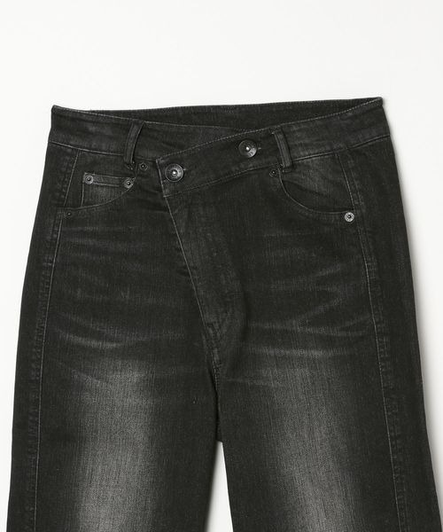 [JEANASIS] обработка ботинки cut Denim брюки SMALL оттенок черного прочее женский 