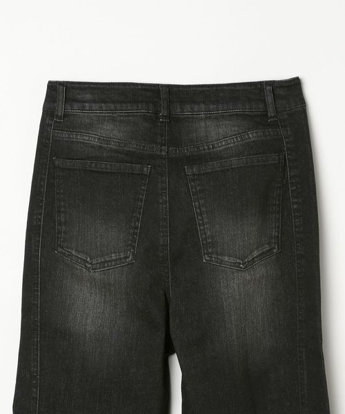 [JEANASIS] обработка ботинки cut Denim брюки SMALL оттенок черного прочее женский 