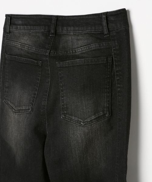 [JEANASIS] обработка ботинки cut Denim брюки SMALL оттенок черного прочее женский 