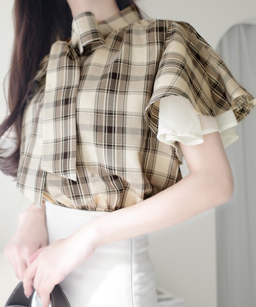 「mily bilet」 半袖ブラウス X-LARGE アイボリー レディース_画像3