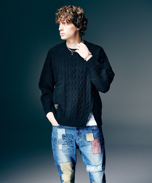 パ*ル様 ※新品・未使用※【glamb】ケーブルニットセーター　サイズ:L パー glamb（グラム） セーター ニット Asymmetry Cable Knit