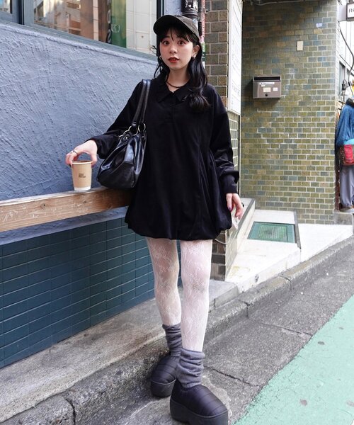 Kastane（カスタネ） ワンピース 針抜きベロアバルーンミニワンピース