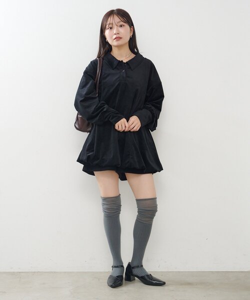 Kastane（カスタネ） ワンピース 針抜きベロアバルーンミニワンピース