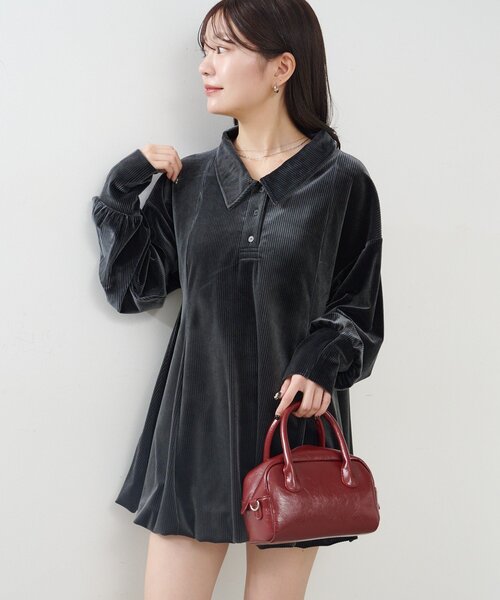 Kastane（カスタネ） ワンピース 針抜きベロアバルーンミニワンピース