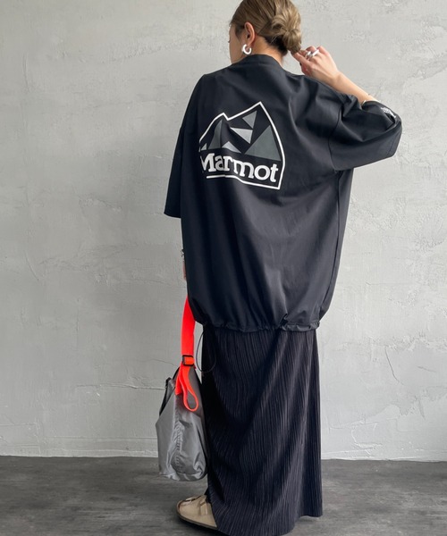 「Marmot」 半袖Tシャツ L ネイビー レディース_画像7