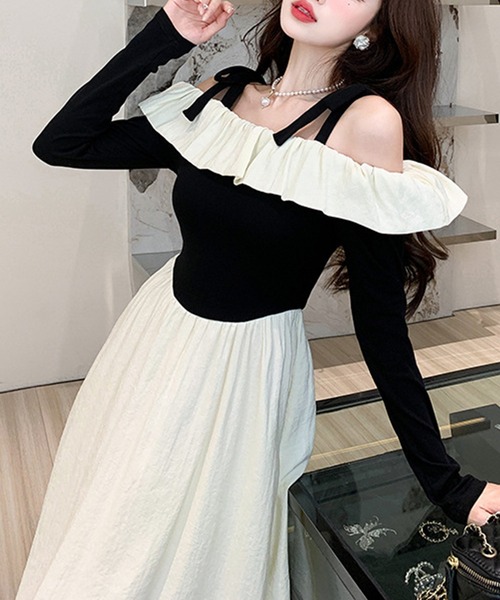 「Jasmine Grandiflorum」 長袖ワンピース MEDIUM ブラック レディース_画像6