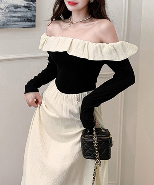 「Jasmine Grandiflorum」 長袖ワンピース MEDIUM ブラック レディース_画像7