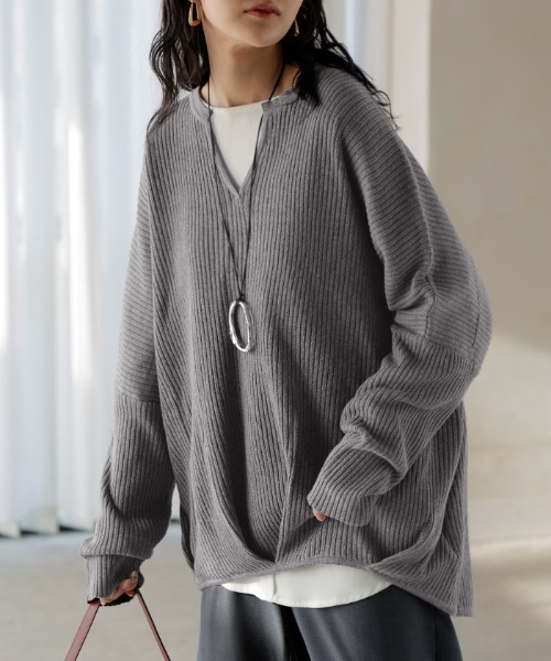 HUG.U（ハグユー） ニット セーター 綿100% オリガミキーネック