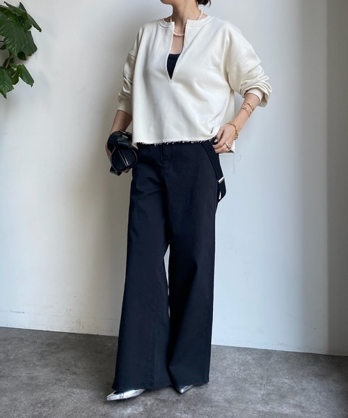 「DouDou」 スウェットカットソー FREE ネイビー レディース_画像3