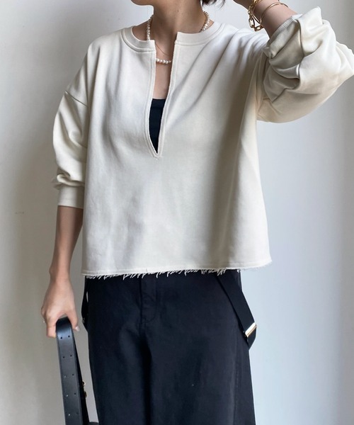 「DouDou」 スウェットカットソー FREE ネイビー レディース_画像8