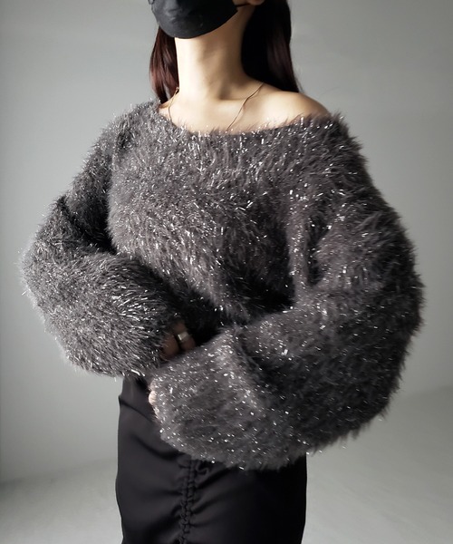 「me+em select」 長袖ニット FREE パープル レディース_画像5