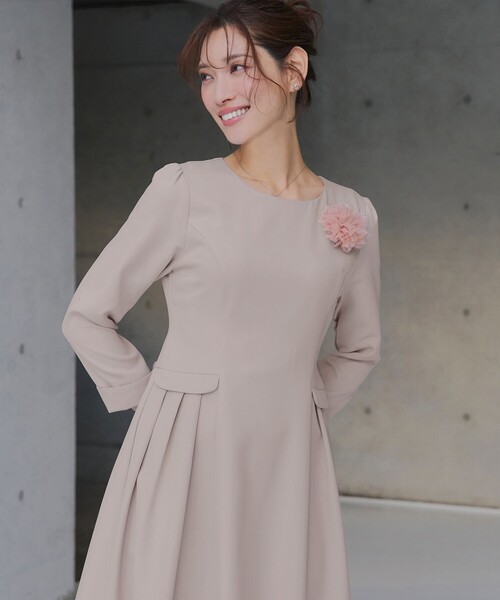 「Tiaclasse」 長袖ワンピース XX-LARGE チャコールグレー レディース_画像5