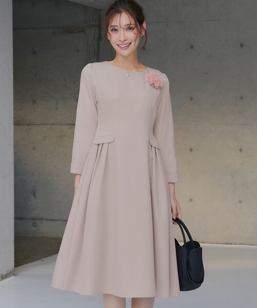 「Tiaclasse」 長袖ワンピース XX-LARGE チャコールグレー レディース_画像7