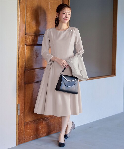 「Tiaclasse」 長袖ワンピース XX-LARGE チャコールグレー レディース_画像9