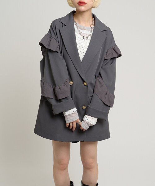 EIKOKONDO 美品♡ フリル付き多色テーラードジャケット y06 EIKOKONDO