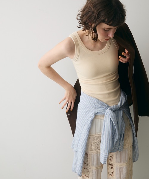 ✨web完売商品✨【amerivintage】2025SS プリプリタンクトップ セール】25SS USEFUL CUP KNIT TANK（タンクトップ）｜Ameri（アメリ