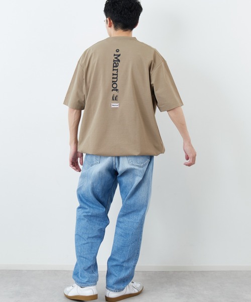 uvカット tシャツ 「Marmot/マーモット」 別注 ドローコード付き バーティカルロゴ バックプリントTシャツ「追加」 レディース メンズの画像