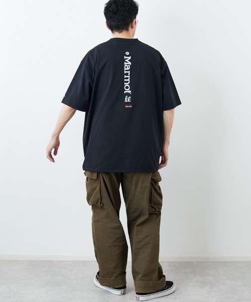uvカット tシャツ 「Marmot/マーモット」 別注 ドローコード付き バーティカルロゴ バックプリントTシャツ「追加」 レディース メンズの画像