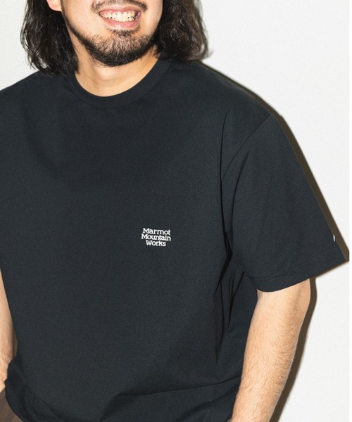 uvカット tシャツ 「Marmot/マーモット」 別注 ドローコード付き バーティカルロゴ バックプリントTシャツ「追加」 レディース メンズの画像