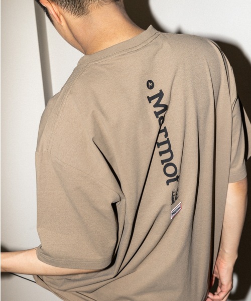 uvカット tシャツ 「Marmot/マーモット」 別注 ドローコード付き バーティカルロゴ バックプリントTシャツ「追加」 レディース メンズの画像