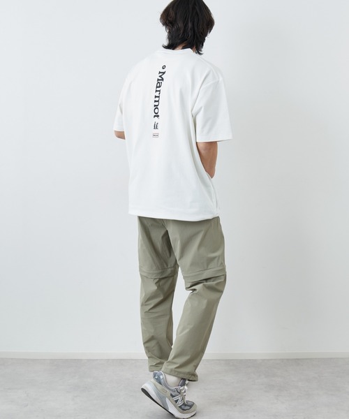 uvカット tシャツ 「Marmot/マーモット」 別注 ドローコード付き バーティカルロゴ バックプリントTシャツ「追加」 レディース メンズの画像
