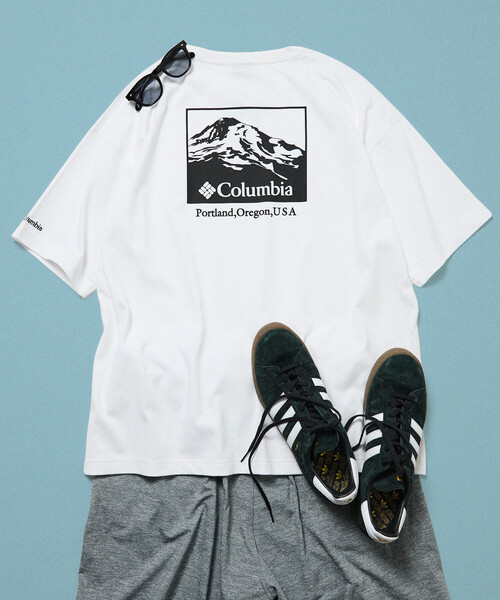 tシャツ 限定展開 Columbia×FREAK'S STORE/コロンビア 別注 インペリアルパーク バックプリント クルーネックTシャツ メンズの画像