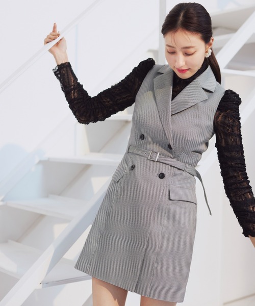 Snidel ノースリーブロングワンピース グレー×黒 SNIDEL（スナイデル） ノースリーブワンピース 0 ブラック レディース