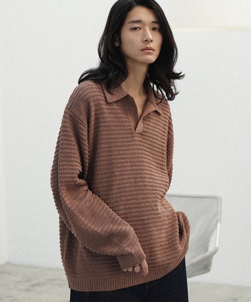 「WYM LIDNM」 長袖ニット S ネイビー メンズ_画像2