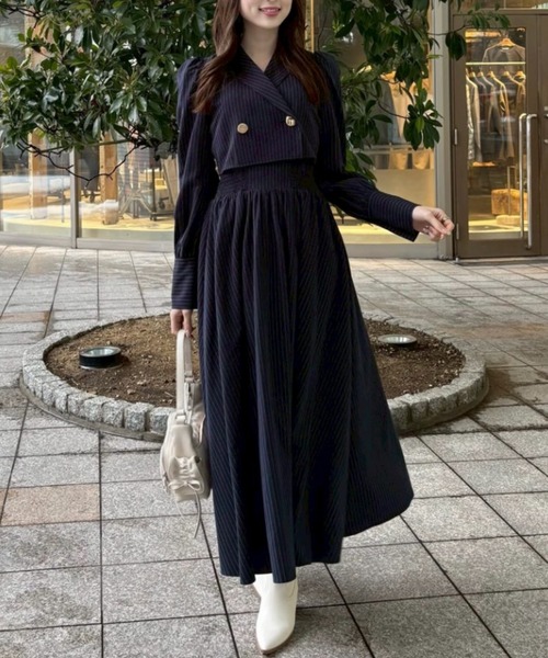 rienda　シャツワンピース テーラードデザインロングワンピース　ブラウン　S rienda（リエンダ） シャツワンピース テーラードデザインロング