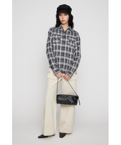 LAGUA GEM（ラグアジェム） ブラウス シャツ CHECK STUDS POCKET 