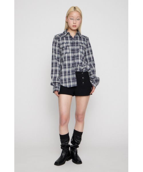 LAGUA GEM（ラグアジェム） ブラウス シャツ CHECK STUDS POCKET 
