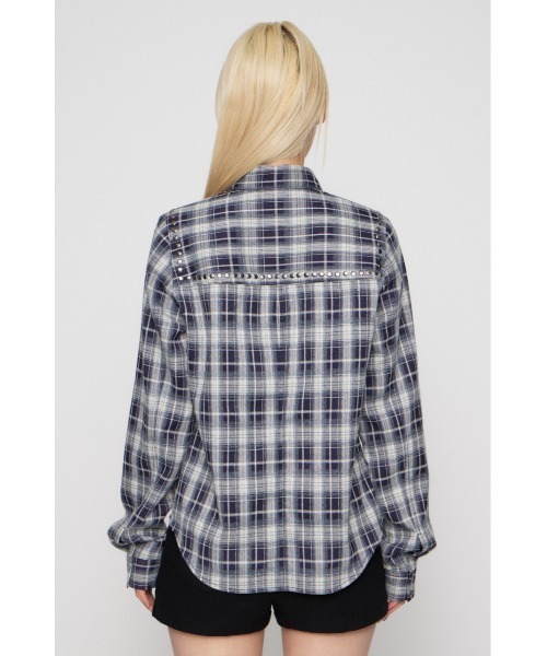LAGUA GEM（ラグアジェム） ブラウス シャツ CHECK STUDS POCKET 