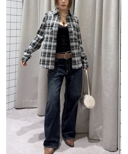 LAGUA GEM（ラグアジェム） ブラウス シャツ CHECK STUDS POCKET 