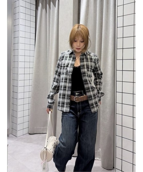 LAGUA GEM（ラグアジェム） ブラウス シャツ CHECK STUDS POCKET 