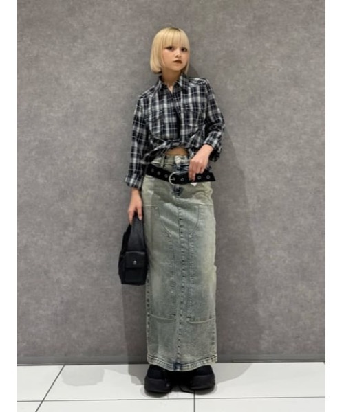 LAGUA GEM（ラグアジェム） ブラウス シャツ CHECK STUDS POCKET 
