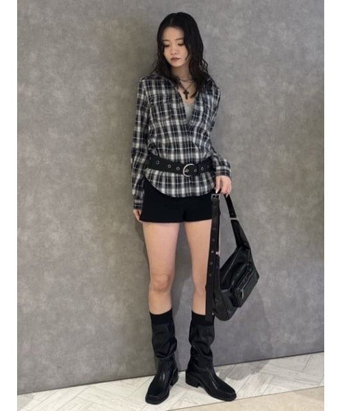 LAGUA GEM（ラグアジェム） ブラウス シャツ CHECK STUDS POCKET 