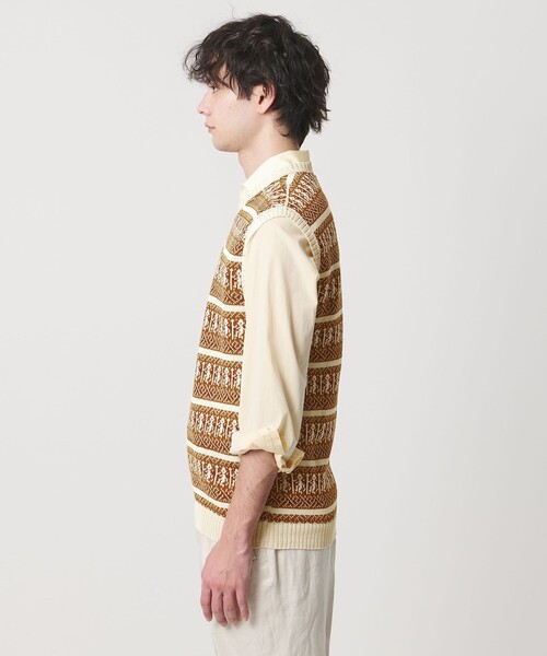 セーター ニット 「RAFFA MOLINA」オランタイ ボーダー ニット ベスト メンズの画像