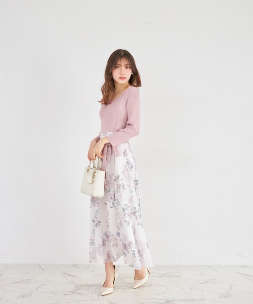 tocco closet（トッコ クローゼット） ワンピース ウエストリボン付き 