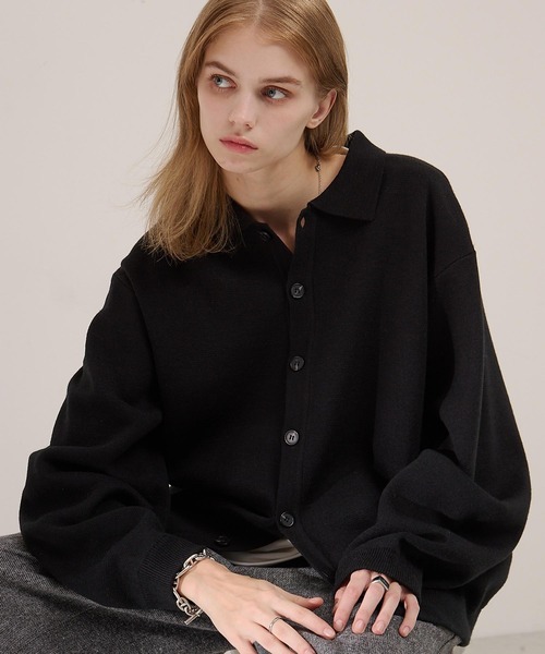 「EMMA CLOTHES」 ニットカーディガン M ブラック メンズ_画像2