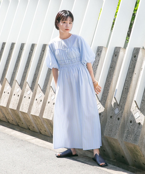 「KBF」 半袖ワンピース 38 ブルー レディース_画像5