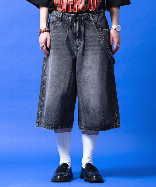 ハーフパンツ ジーンズ a.p.o.v. 供生地ウォレットチェーン付きバギー