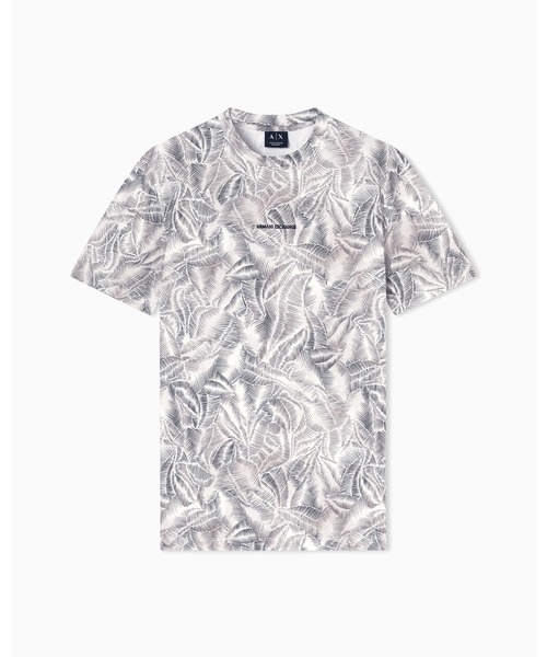tシャツ 「A|X アルマーニ エクスチェンジ」「オンライン限定」IA オールオーバーリーフプリント 半袖クルーネックTシャツ/REGULAR メンズの画像