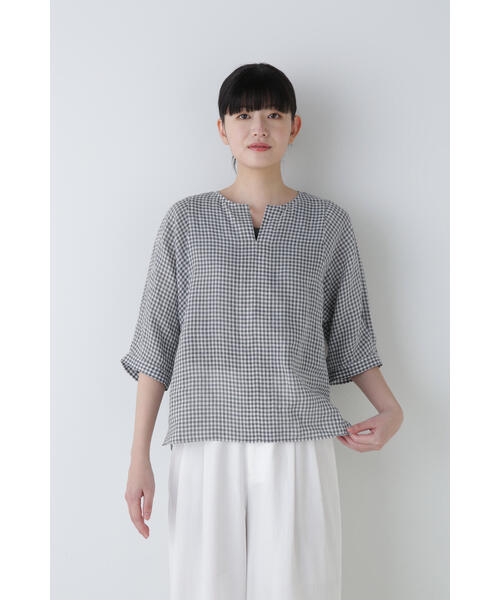「human woman」 半袖ブラウス MEDIUM チャコールグレー レディース_画像4
