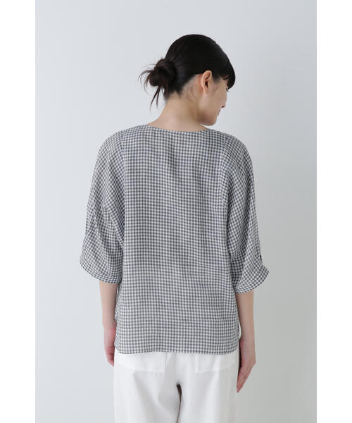 「human woman」 半袖ブラウス MEDIUM チャコールグレー レディース_画像6
