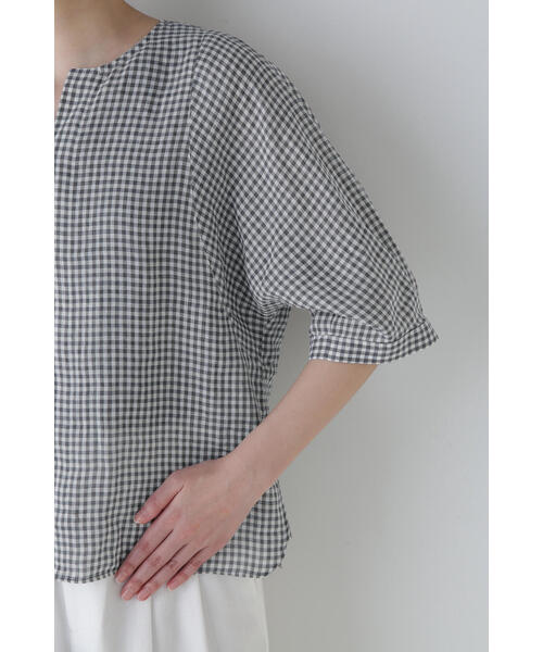 「human woman」 半袖ブラウス MEDIUM チャコールグレー レディース_画像8