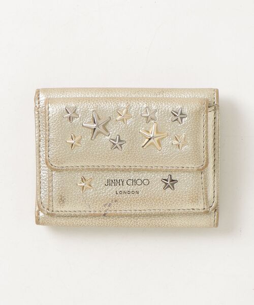JIMMY CHOO（ジミーチュウ） スタースタッズ 三つ折り 財布 - ゴールド