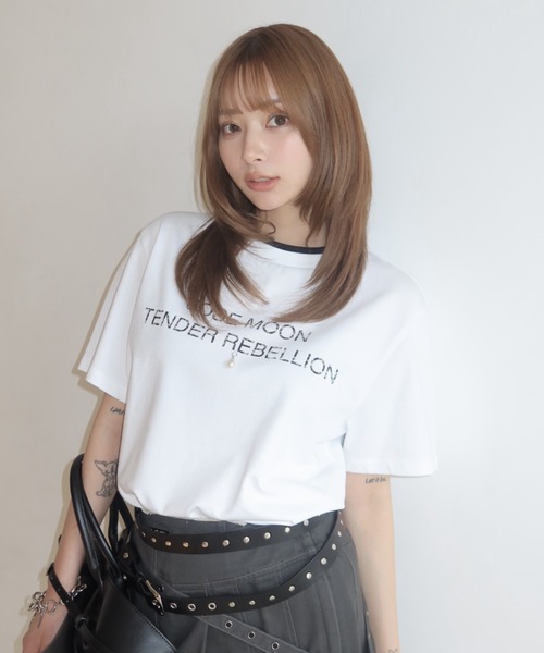 JOSE MOON（ジョゼムーン） tシャツ 半袖 RINGER T-SHIRT with PEARL