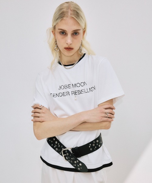 JOSE MOON（ジョゼムーン） tシャツ 半袖 RINGER T-SHIRT with PEARL