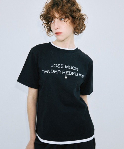 JOSE MOON（ジョゼムーン） tシャツ 半袖 RINGER T-SHIRT with PEARL